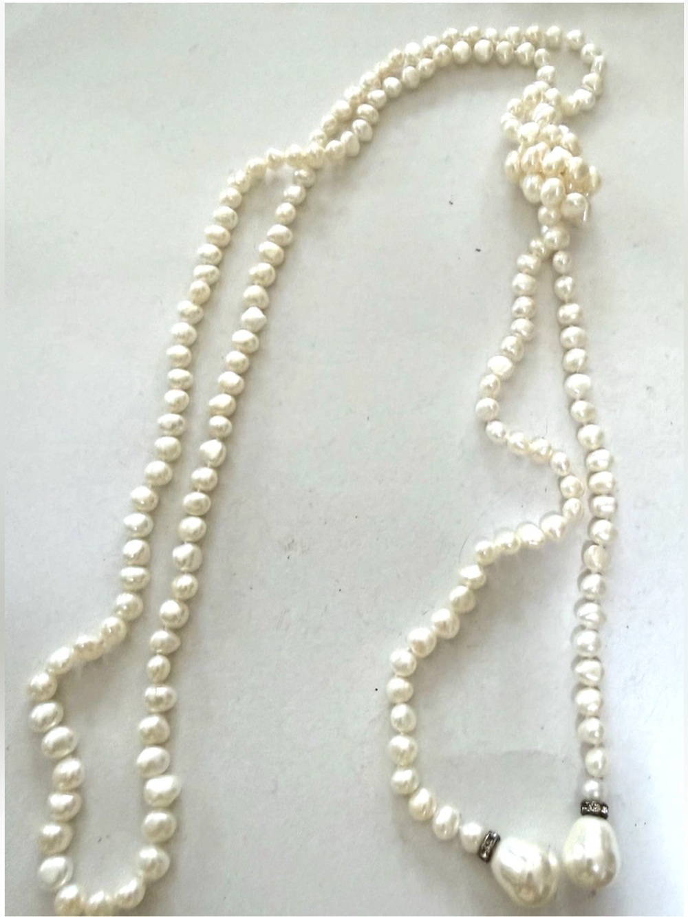 Stunning Long Genuine Pearl Flapper Style Necklace